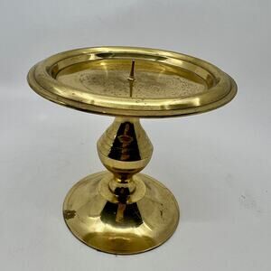 Vintage Pedestal Pillar Gold Solid Brass One Candle Stick Holder